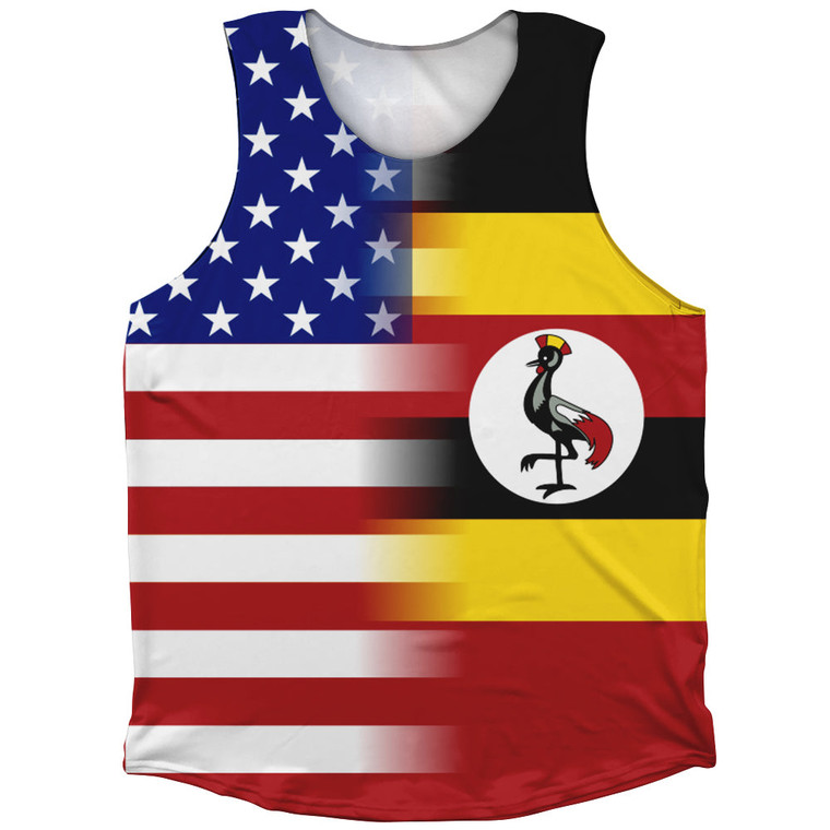 American Flag And Uganda Flag Combination Athletic Tank Top
