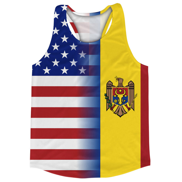 American Flag And Moldova Flag Combination Running Racerback Singlet Track Tank Top