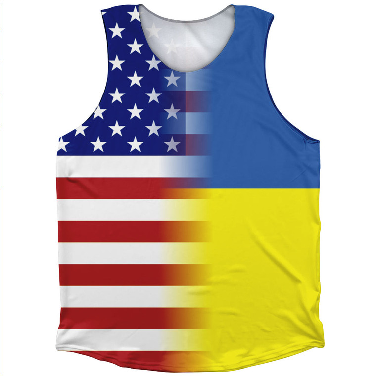 American Flag And Ukraine Flag Combination Athletic Tank Top