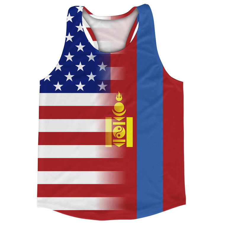 American Flag And Mongolia Flag Combination Running Racerback Singlet Track Tank Top