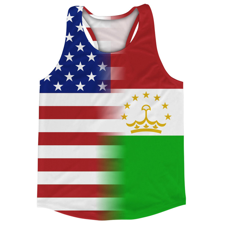 American Flag And Tajiistan Flag Combination Running Racerback Singlet Track Tank Top