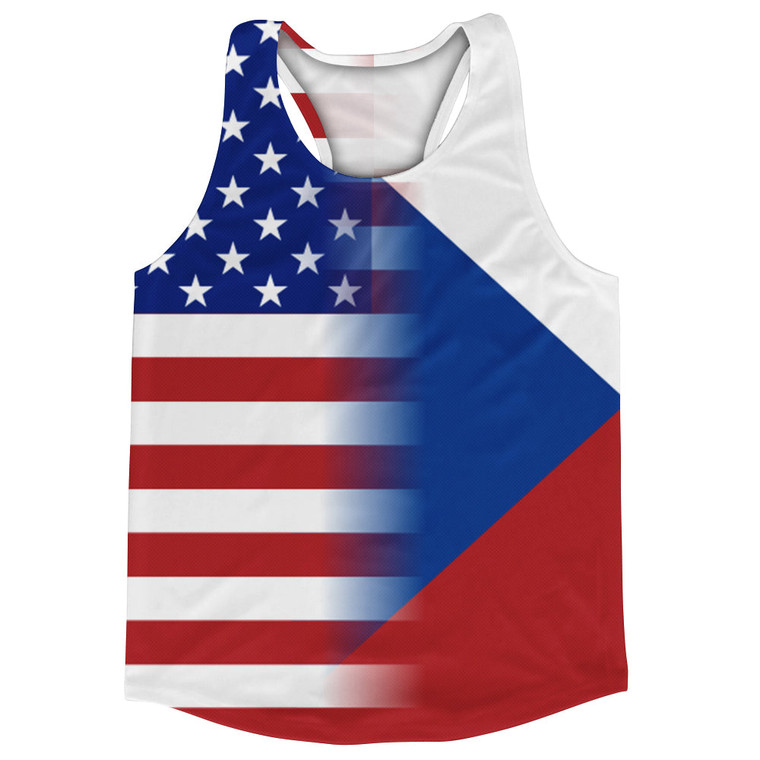 American Flag And Czech Republic Flag Combination Running Racerback Singlet Track Tank Top