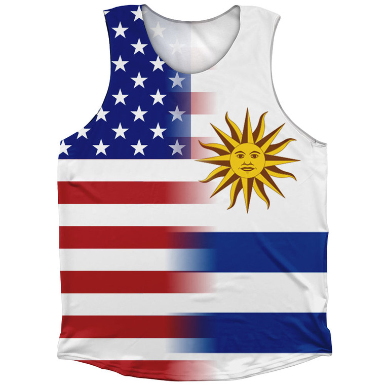 American Flag And Uruguay Flag Combination Athletic Tank Top