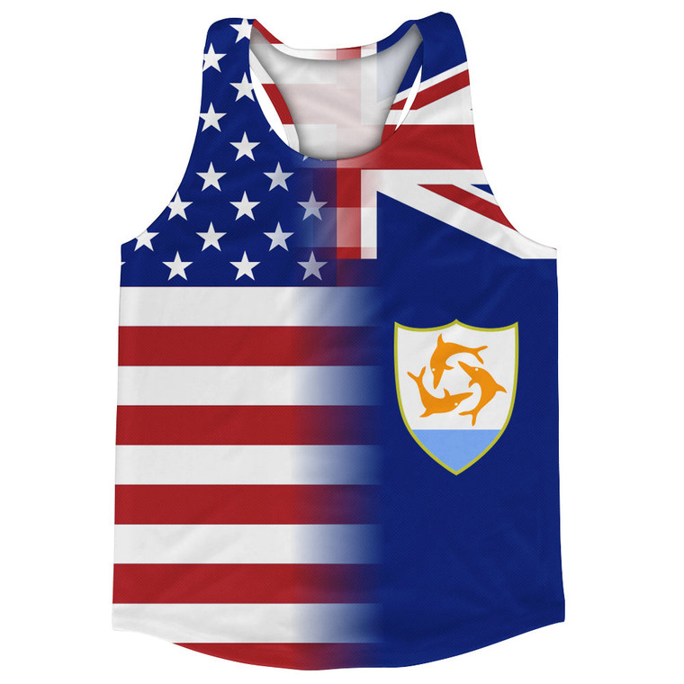 American Flag And Anguilla Flag Combination Running Racerback Singlet Track Tank Top