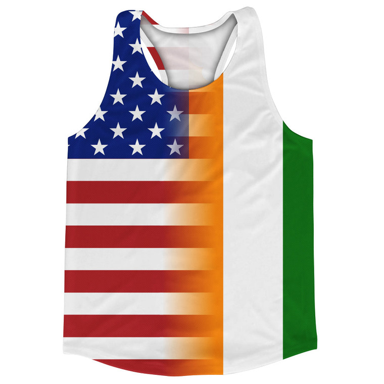 American Flag And Cote d'Ivoire Flag Combination Running Racerback Singlet Track Tank Top