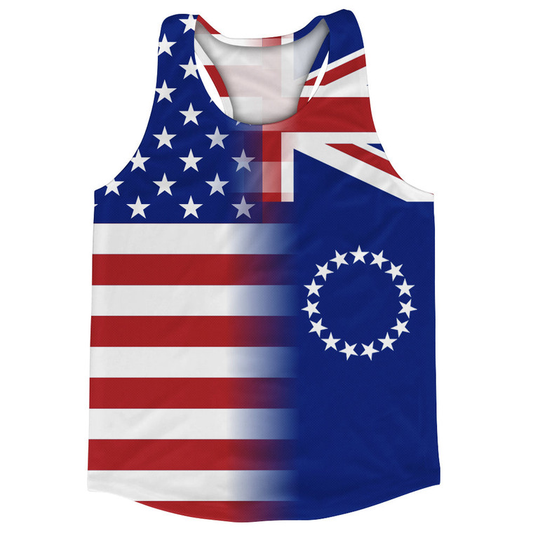 American Flag And The Cook Islands Flag Combination Running Racerback Singlet Track Tank Top