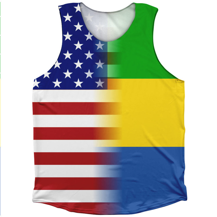 American Flag And Gabon Flag Combination Athletic Tank Top