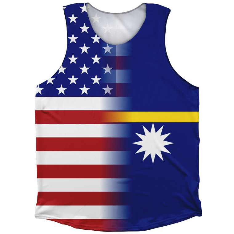 American Flag And Nauru Flag Combination Athletic Tank Top