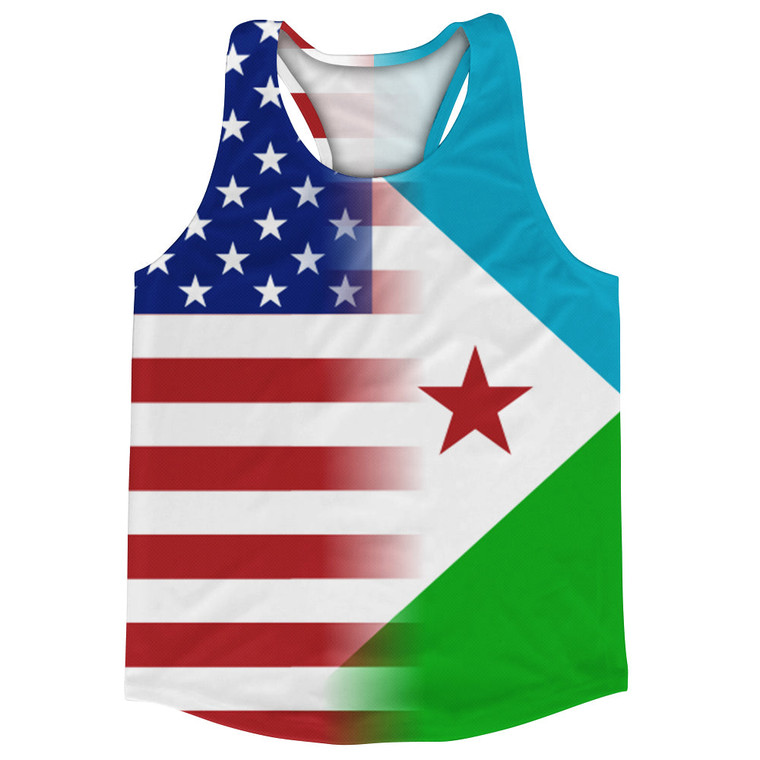 American Flag And Djibouti Flag Combination Running Racerback Singlet Track Tank Top