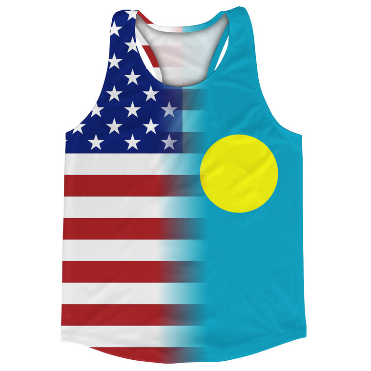 American Flag And Palau Flag Combination Running Racerback Singlet Track Tank Top