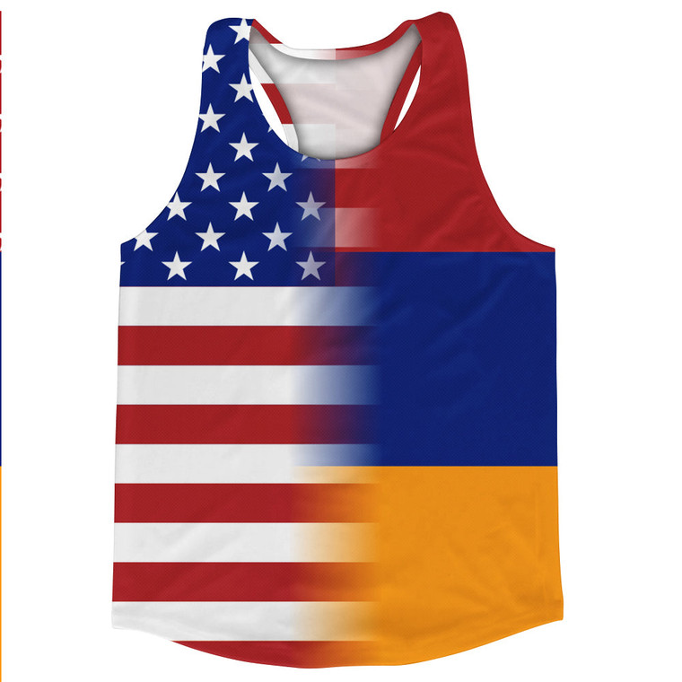 American Flag And Armenia Flag Combination Running Racerback Singlet Track Tank Top