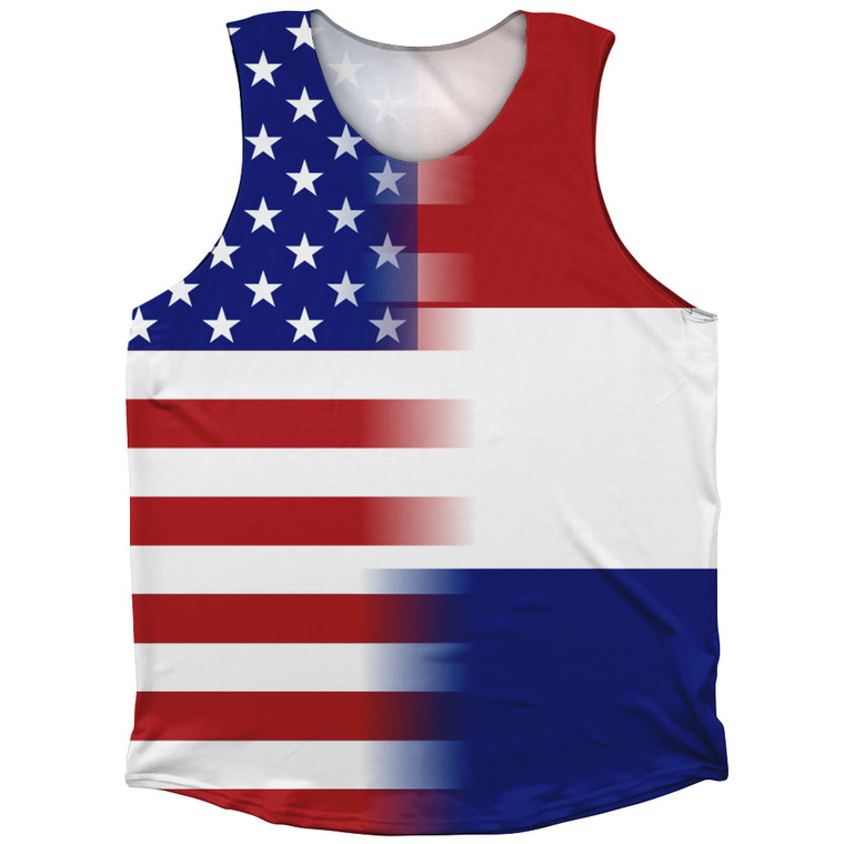 American Flag And Netherlands Flag Combination Athletic Tank Top