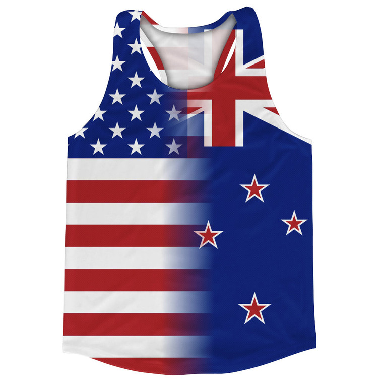 American Flag And New Zealand Flag Combination Running Racerback Singlet Track Tank Top
