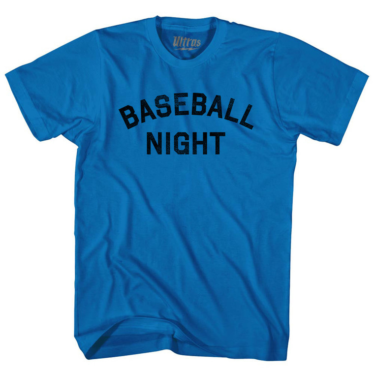 Baseball Night Adult Cotton T-shirt - Royal Blue