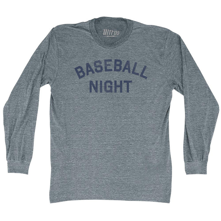 Baseball Night Adult Tri-Blend Long Sleeve T-shirt - Athletic Grey