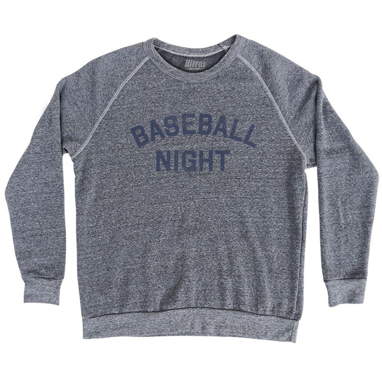 Baseball Night Adult Tri-Blend Sweatshirt - Athletic Grey