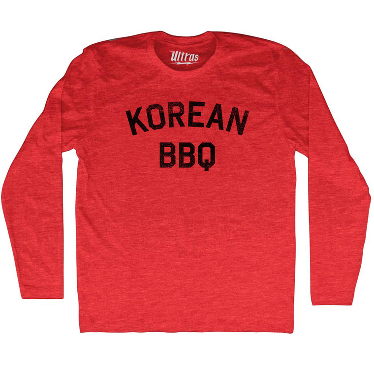 Korean BBQ Adult Tri-Blend Long Sleeve T-shirt - Athletic Red