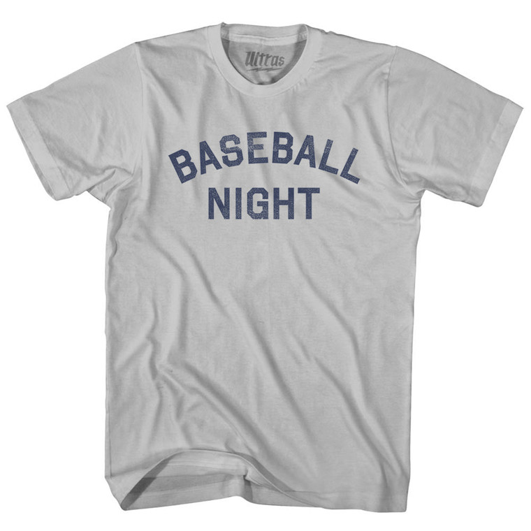 Baseball Night Adult Cotton T-shirt - Cool Grey