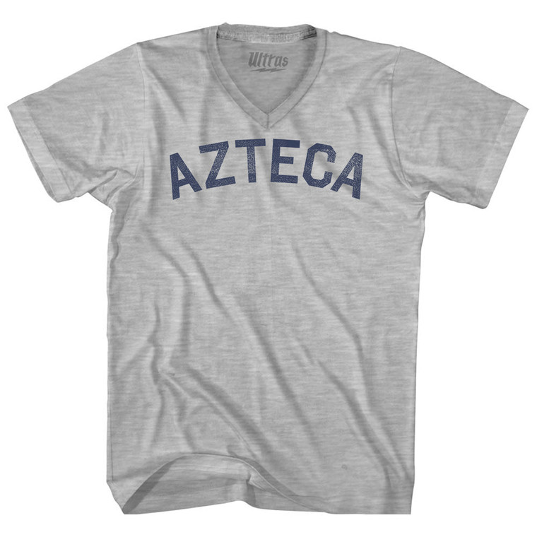 Azteca Adult Cotton V-neck T-shirt - Grey Heather