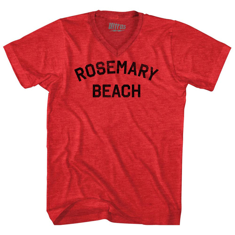 Rosemary Beach Adult Tri-Blend V-neck T-shirt - Athletic Red