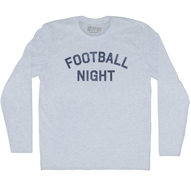 Football Night Adult Tri-Blend Long Sleeve T-shirt - Athletic White