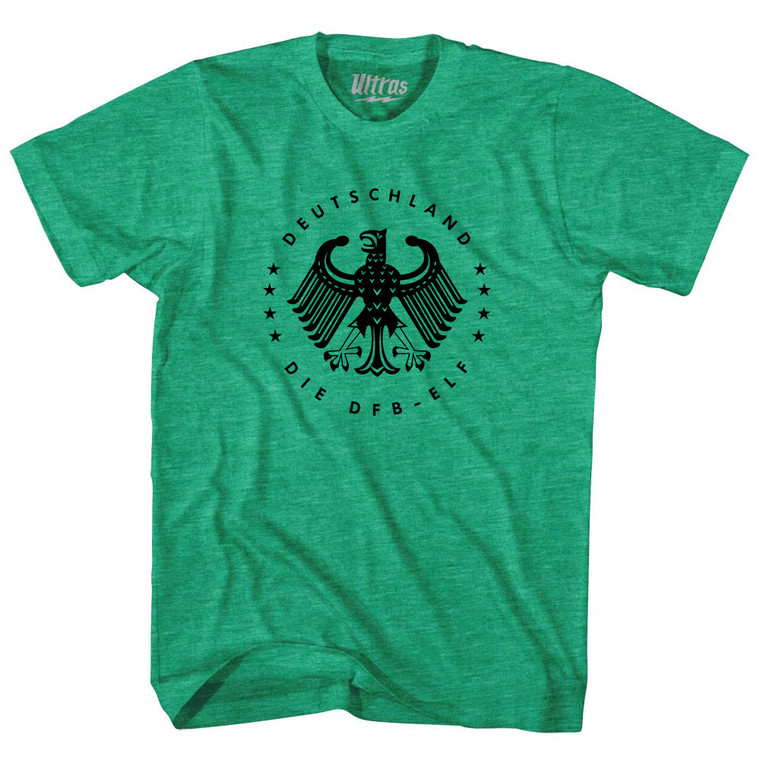Germany Eagle Deutschland Soccer 4 World Cups Adult Tri-Blend T-shirt - Athletic Green