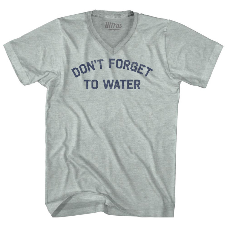 Don'T Forget To Water Adult Tri-Blend V-neck T-shirt - Athletic Cool Grey
