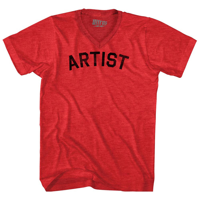 Artist Adult Tri-Blend V-neck T-shirt - Athletic Red