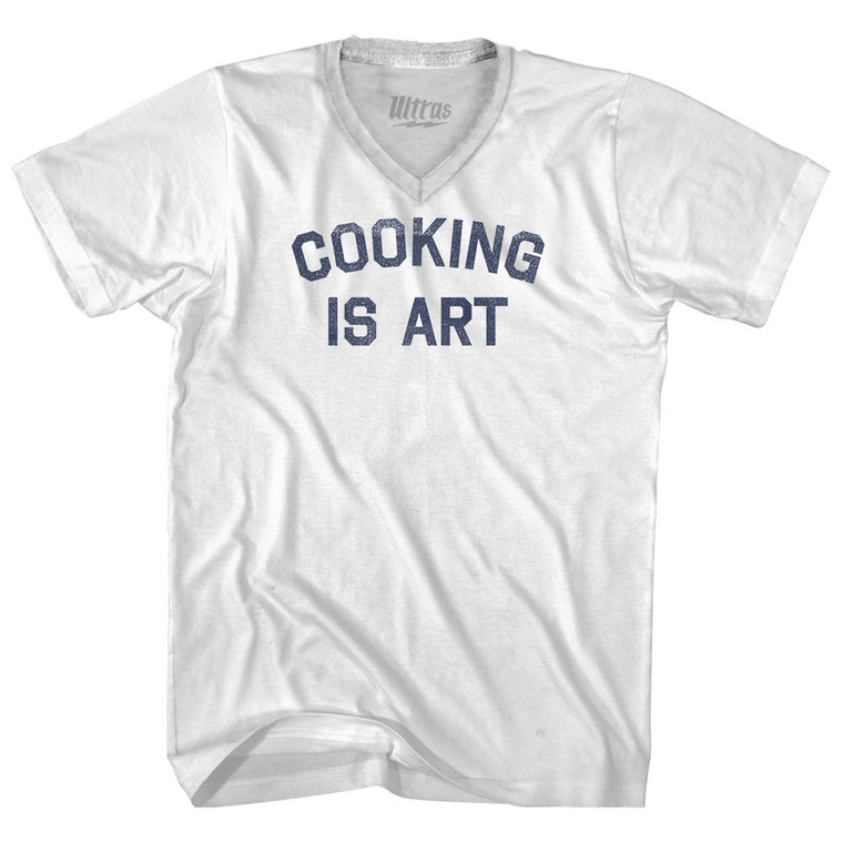 Cooking Is Art Adult Tri-Blend V-neck T-shirt - White