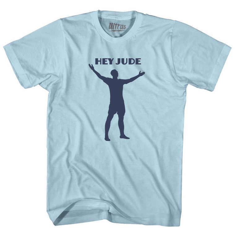 Hey Jude Soccer Celebration Adult Cotton T-shirt - Light Blue