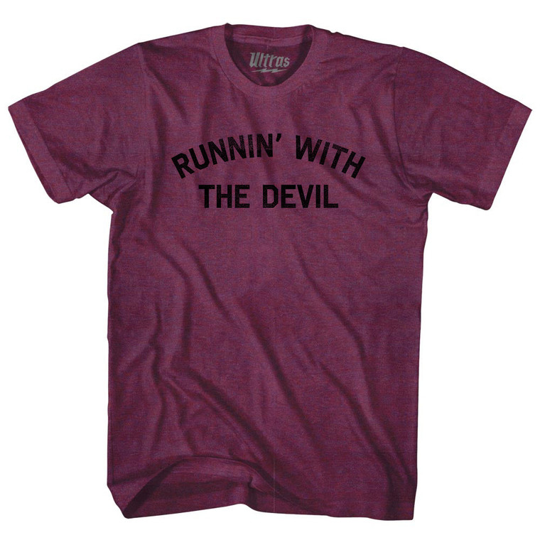 Runnin' With The Devil Adult Tri-Blend T-shirt - Athletic Cranberry
