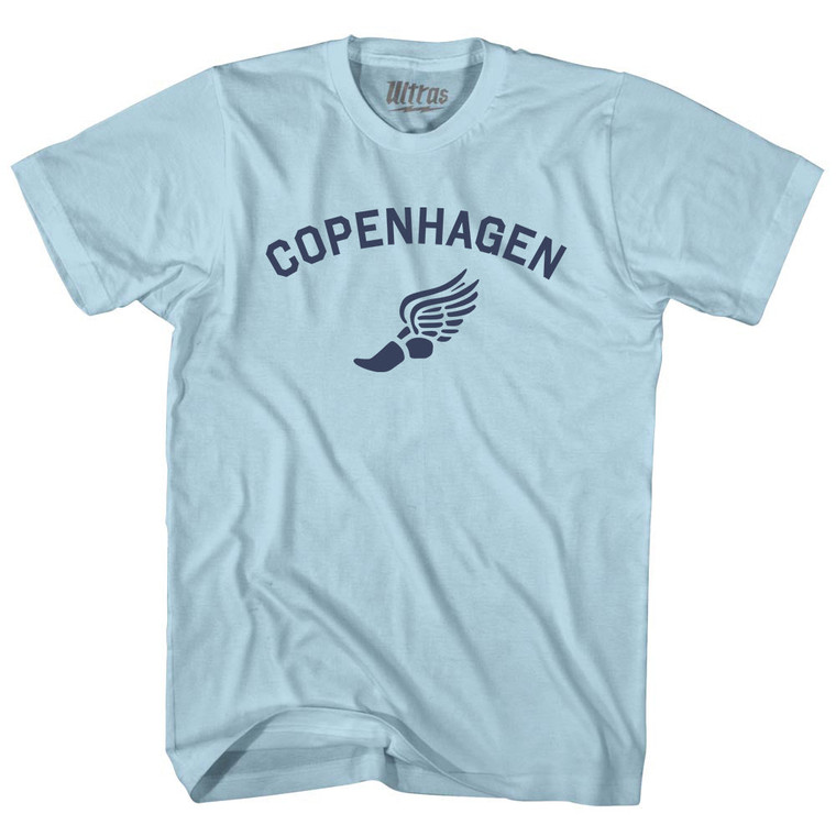 Copenhagen Running Track Winged Foot Adult Cotton T-shirt - Light Blue