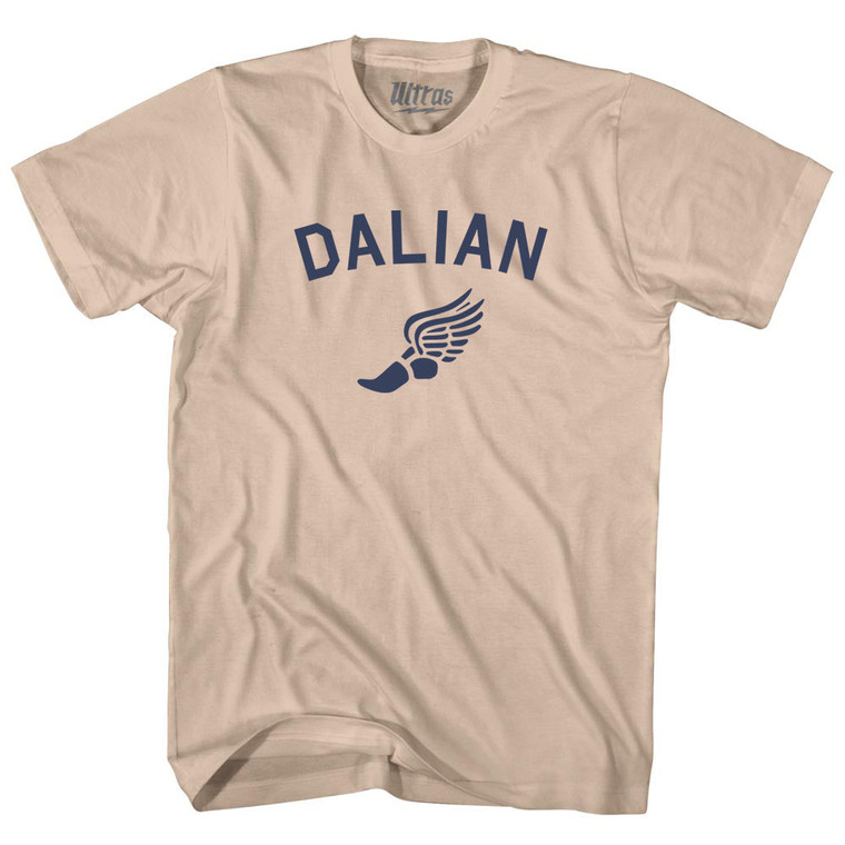 Dalian Running Track Winged Foot Adult Cotton T-shirt - Creme