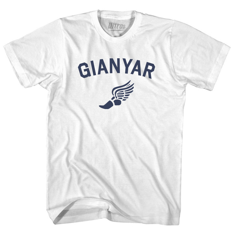 Gianyar Running Track Winged Foot Womens Cotton Junior Cut T-Shirt - White Gianyar Running Track Winged Foot Womens Cotton Junior Cut T-Shirt - White