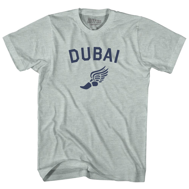 Dubai Running Track Winged Foot Adult Tri-Blend T-shirt - Athletic Cool Grey