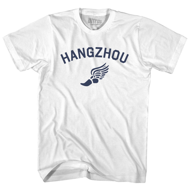 Hangzhou Running Track Winged Foot Womens Cotton Junior Cut T-Shirt - White Hangzhou Running Track Winged Foot Womens Cotton Junior Cut T-Shirt - White