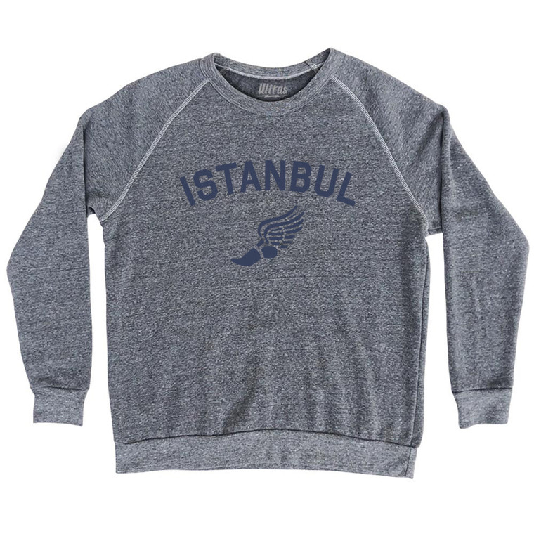 Istanbul Running Track Winged Foot Adult Tri-Blend Sweatshirt - Athletic Grey