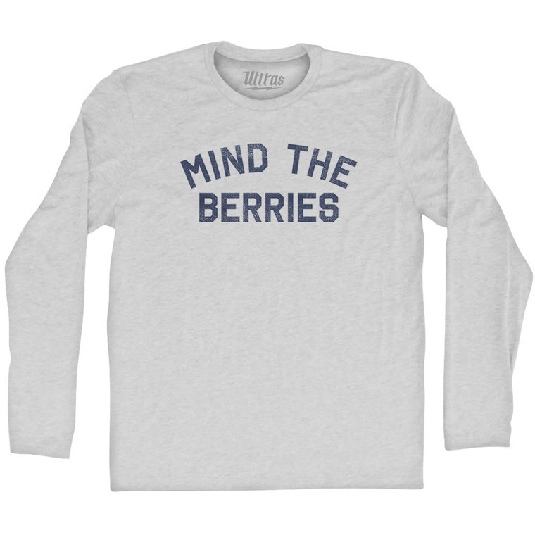 Mind The Berries Adult Cotton Long Sleeve T-shirt - Grey Heather