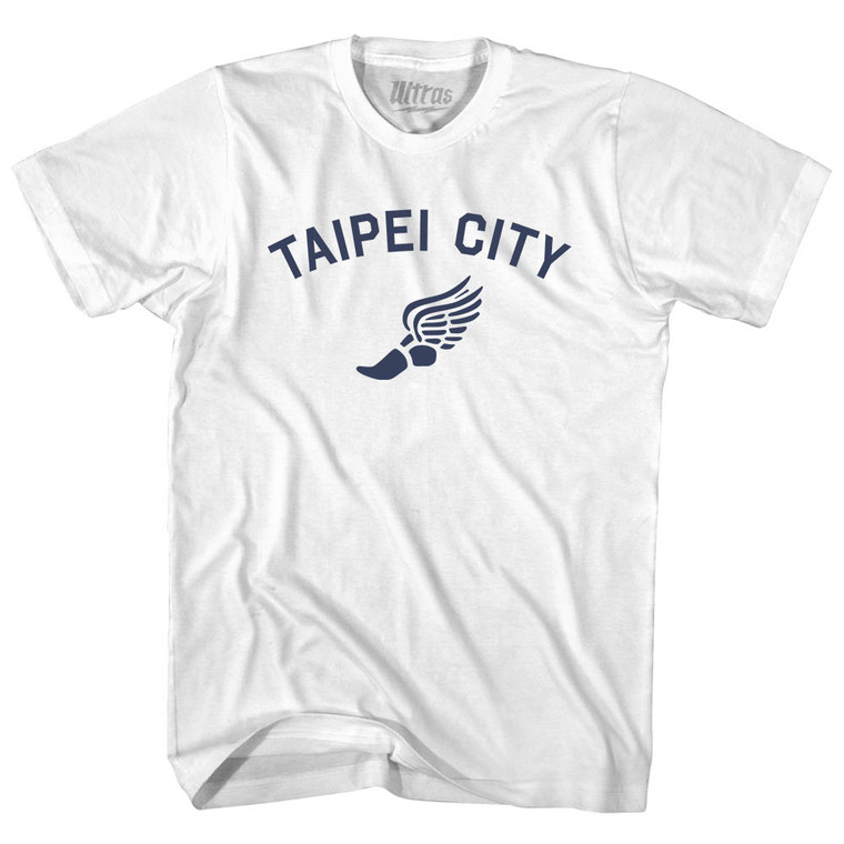 Taipei City Running Track Winged Foot Adult Cotton T-shirt - White