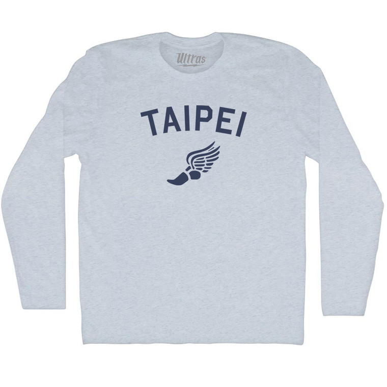 Taipei Running Track Winged Foot Adult Tri-Blend Long Sleeve T-shirt - Athletic White