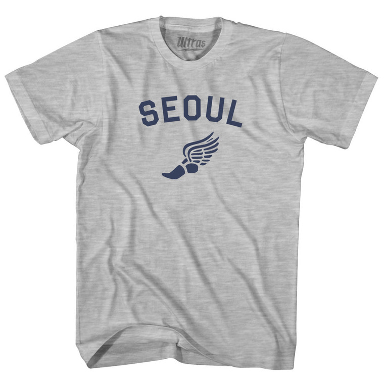 Seoul Running Track Winged Foot Womens Cotton Junior Cut T-Shirt - Grey Heather