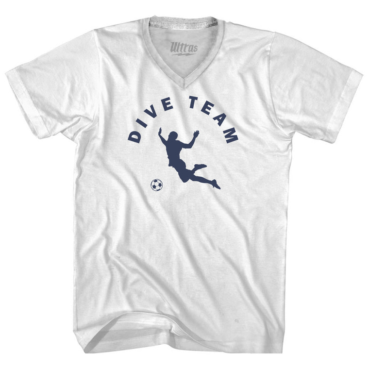 Dive Team Soccer Adult Tri-Blend V-Neck T-Shirt - White