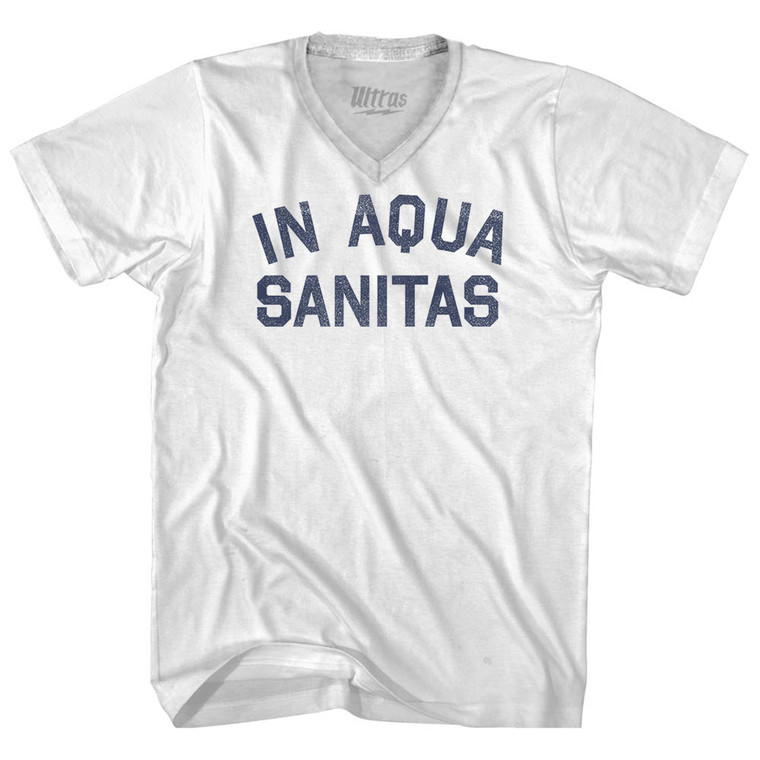 In Aqua Sanitas Adult Tri-Blend V-neck T-shirt - White