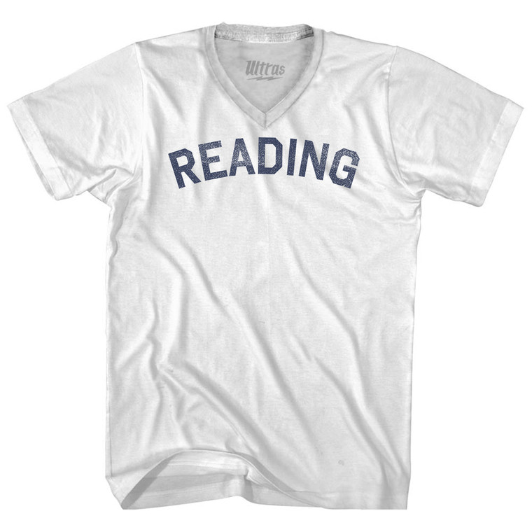 Reading Adult Tri-Blend V-neck T-shirt - White