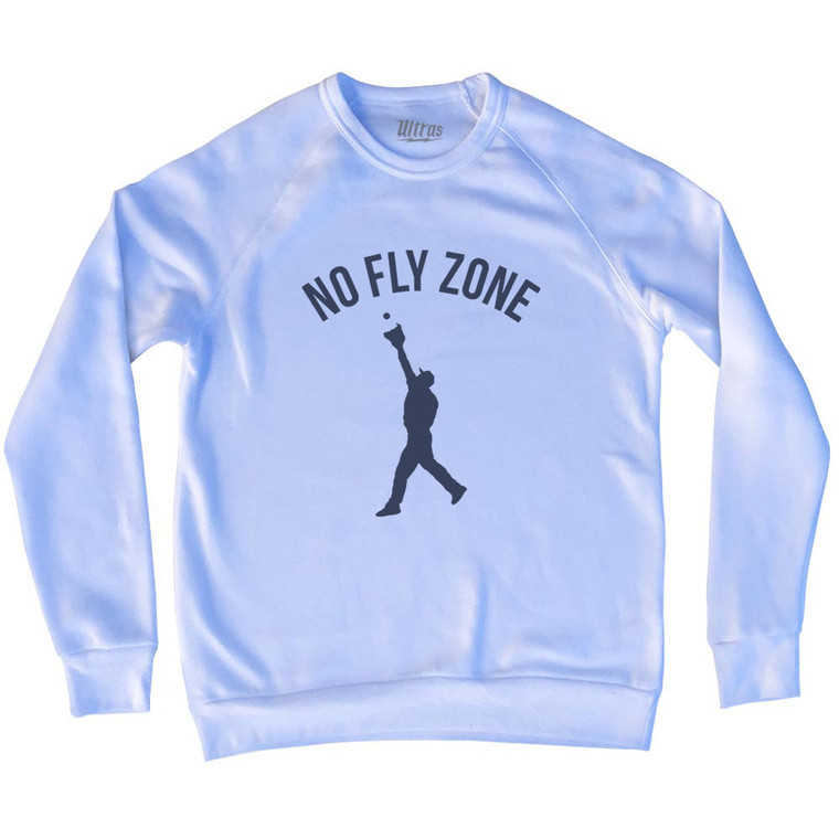 No Fly Zone Outfield Baseball Catch Adult Tri-Blend Sweatshirt - White