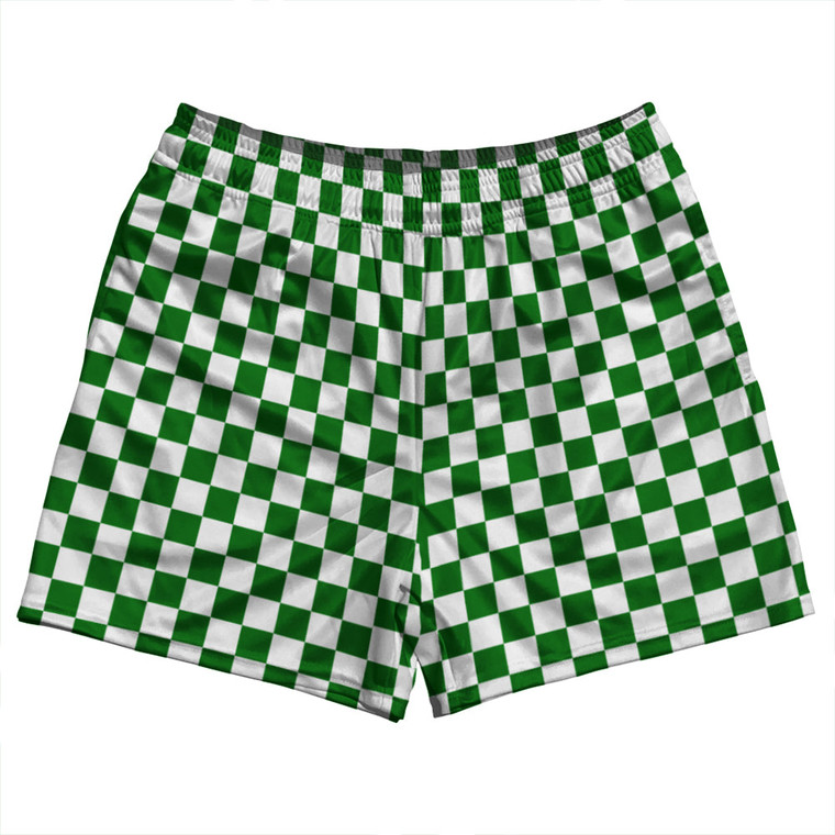 Checkerboard 1 Inch Green Kelly and White Rugby Shorts Made In USA