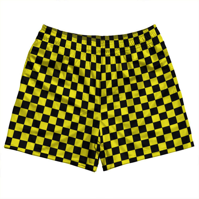 Checkerboard 1 Inch Black and Yellow Rugby Shorts Made In USA