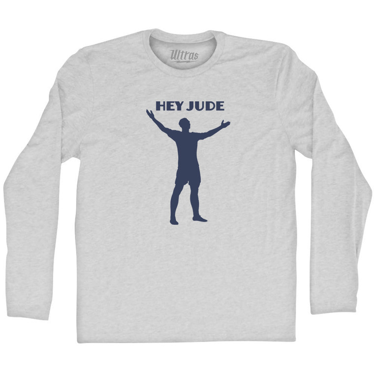 Hey Jude Soccer Celebration Adult Cotton Long Sleeve T-shirt - Grey Heather