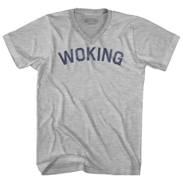 Woking Adult Cotton V-neck T-shirt - Grey Heather