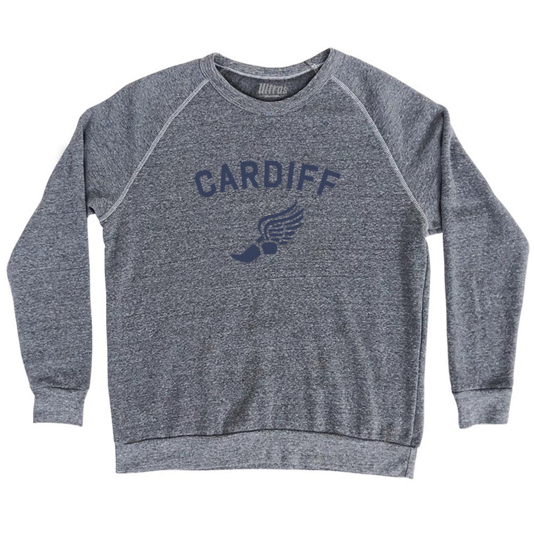 Cardiff Running Track Winged Foot-Adult Tri-Blend Sweatshirt - Athletic Grey